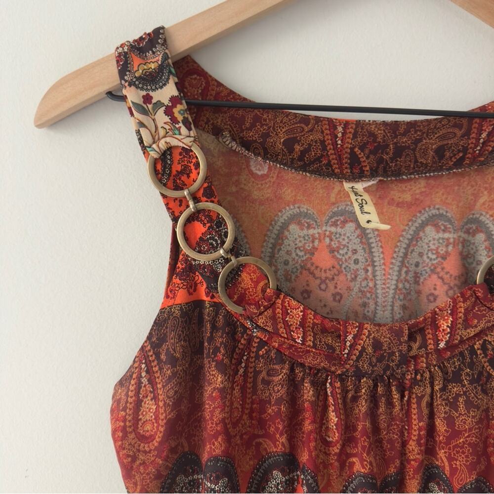 Y2K Heart Souls Paisley Print Sleeveless Top Sleeveless Tank Floral Banded Waist - Picture 6 of 10